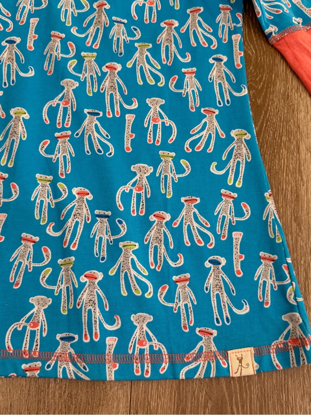 Munki Munki Pajama Set Novelty Monkey Print Blue Coral Size Medium - Picture 6 of 13
